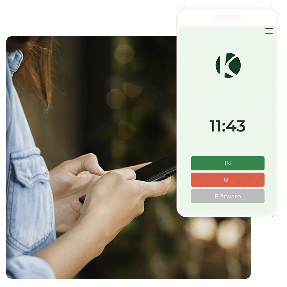 Woman reporting time on mobile phone.