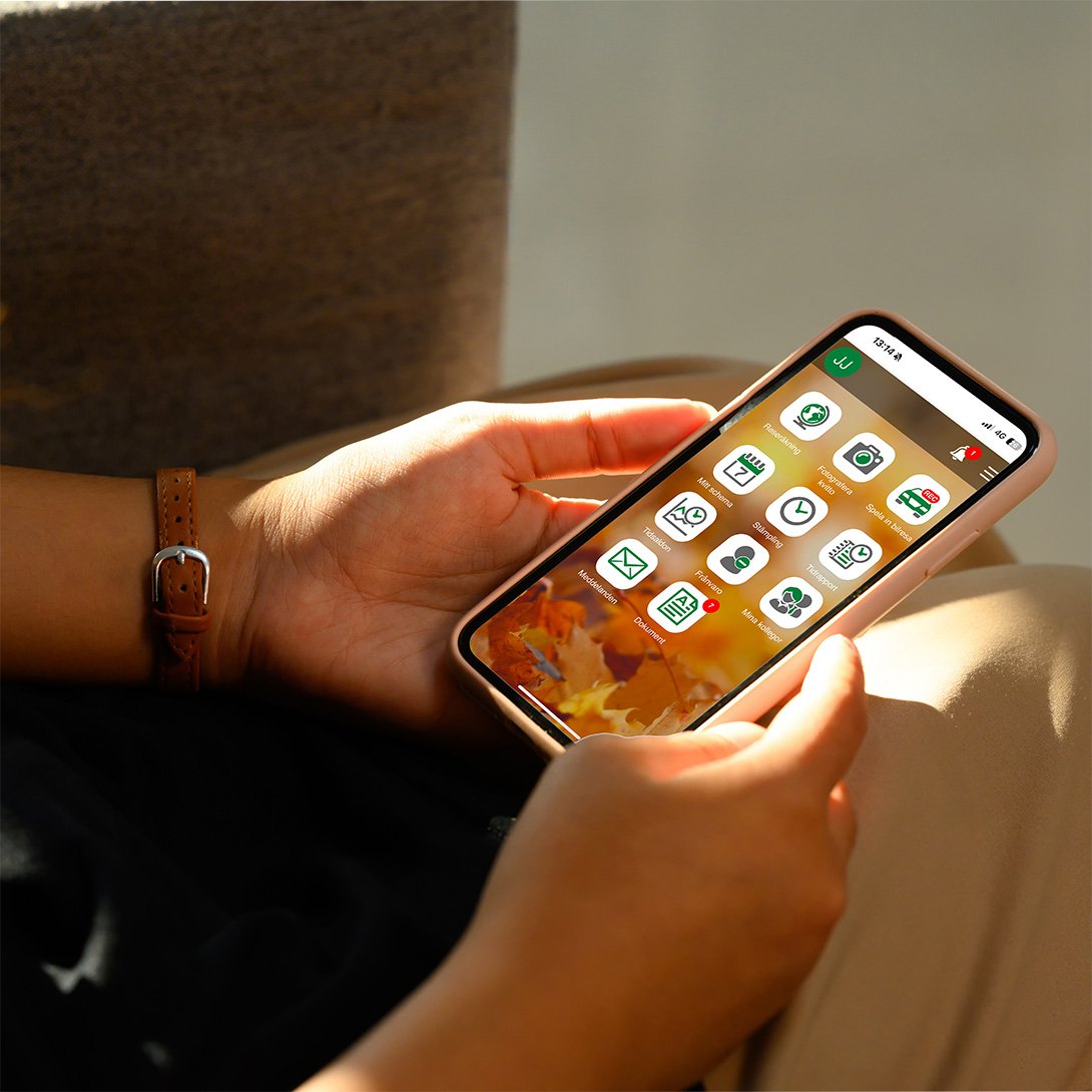 Woman looking at her time tracking app.