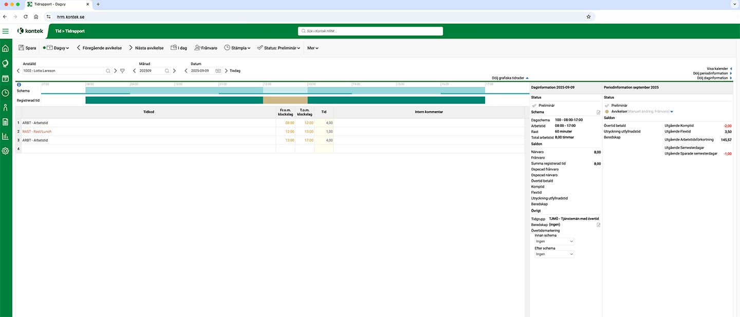 View of time reporting system. 