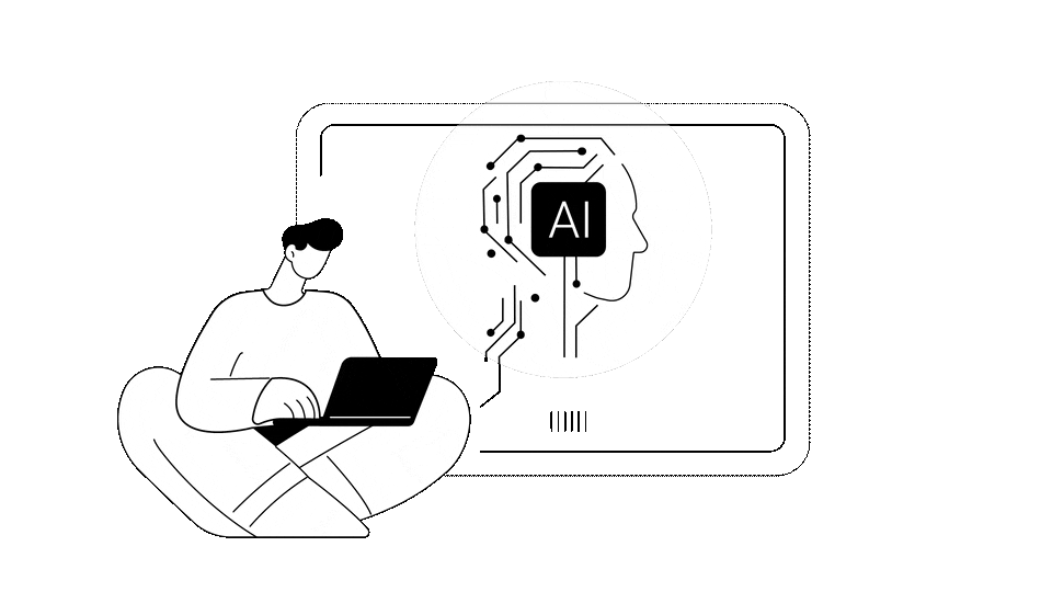 illustration på en människa som samarbetar med ai